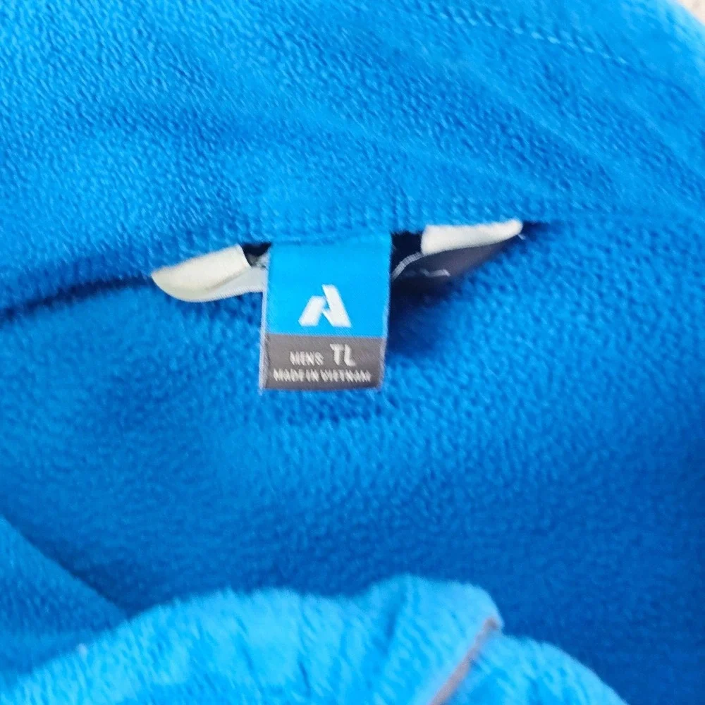 Eddie Bauer First Ascent Pullover Mens LT Blue Fleece 1/4 Zip Pocket Hiking